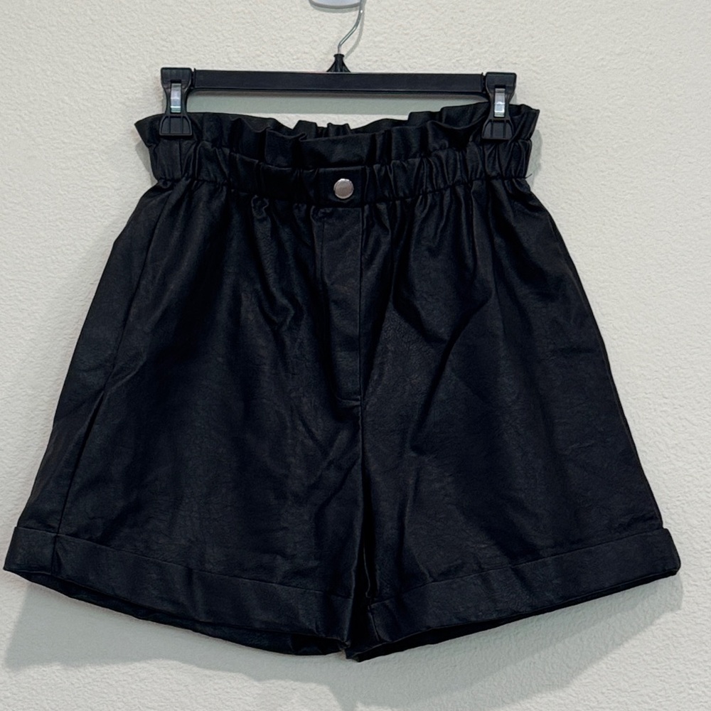 Nasty Gal Black High-Waist Paperbag Shorts
